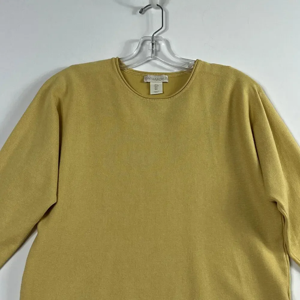 Cynthia Rowley 3/4 Dolman Sleeve Rayon Blend Pullover Knit Top Yellow Large